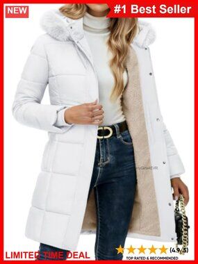 Women's Long Winter Down Coat Fleece Lined Puffer Jacket